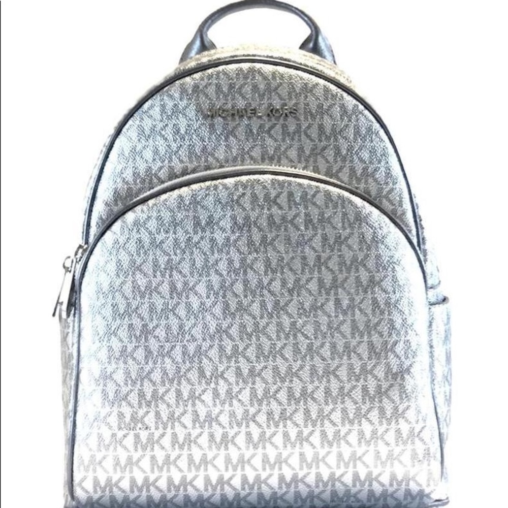 Michael Kors Abbey Medium Backpack Silver New Tag